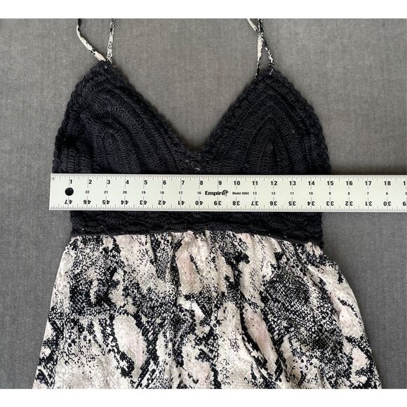 Boho Crochet Festival Dress Beachwear by Japna Women XL Black Cream Snake Print - Picture 7 of 9